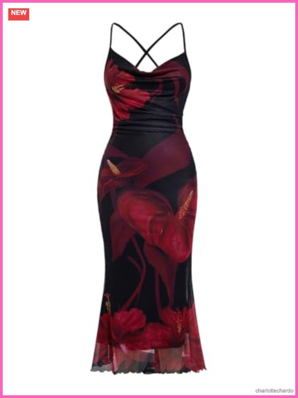 Women's Floral Mesh Cami Long Dress Bodycon Cocktail Wedding Guest